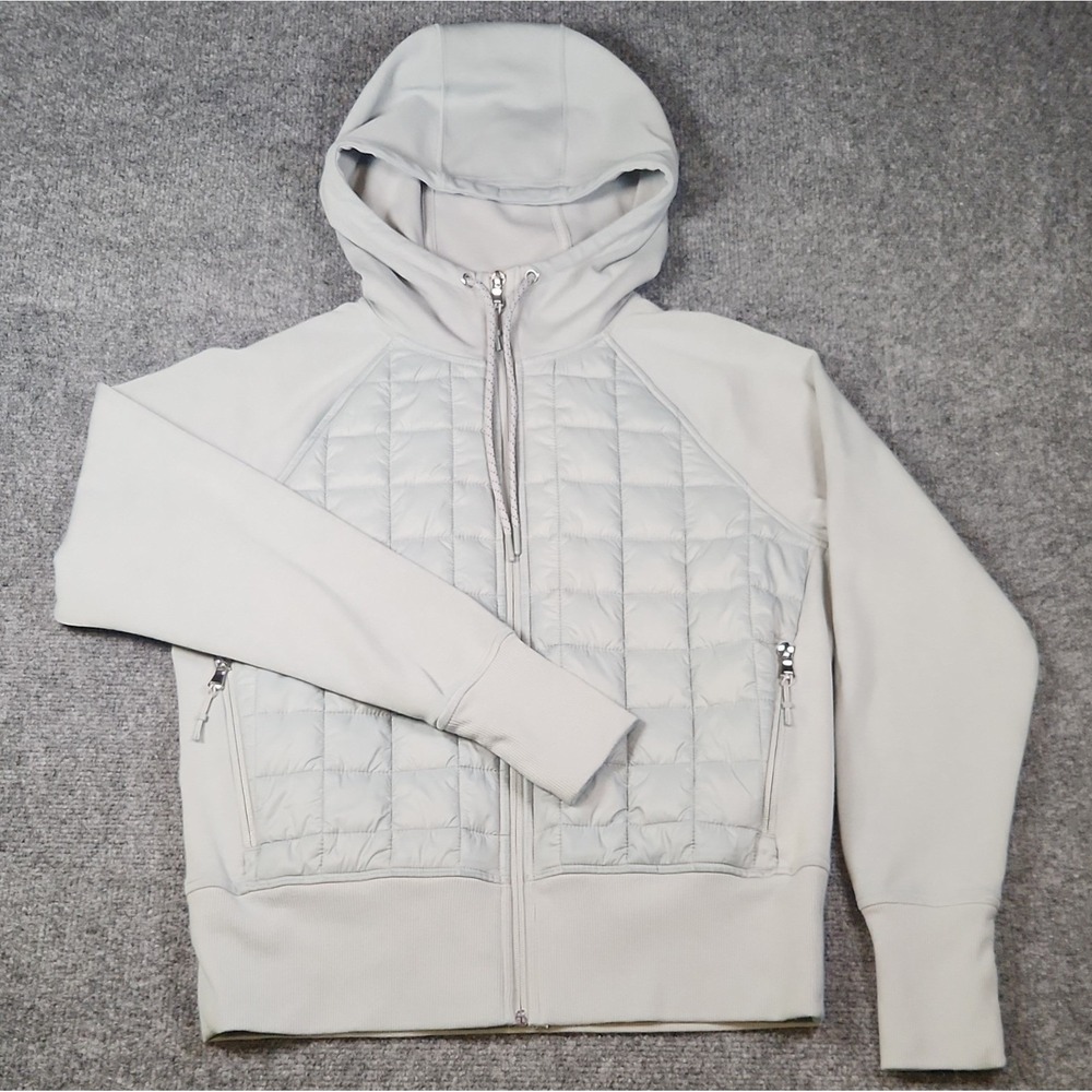Old Navy Active Dynamic Fleece Quilted Hybrid Zip Up Hoodie Jacket Gray M